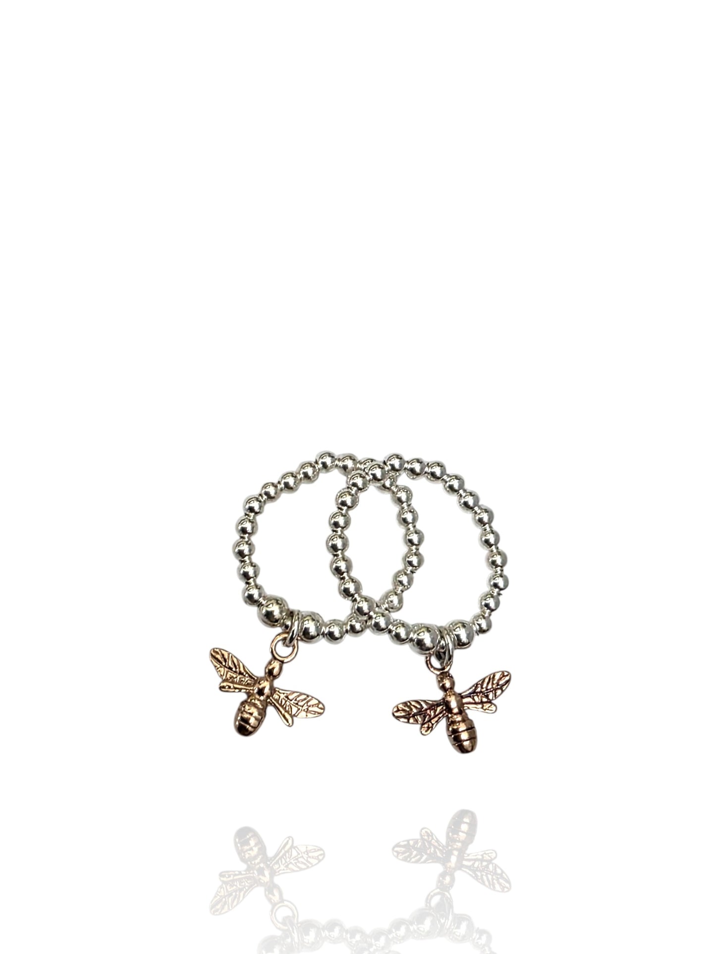 Rose Gold Honey Bee Duo Ring Set