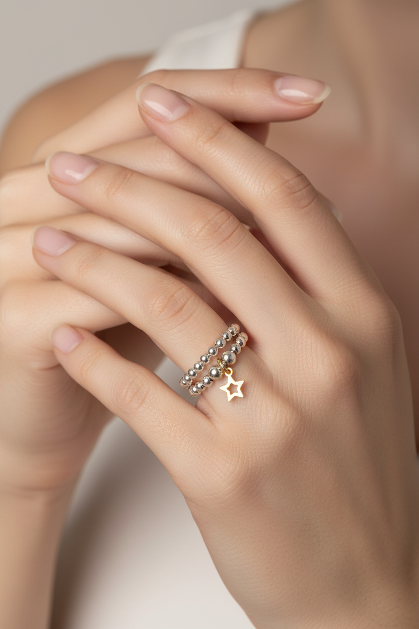 Gold Stella Star Duo Ring Set