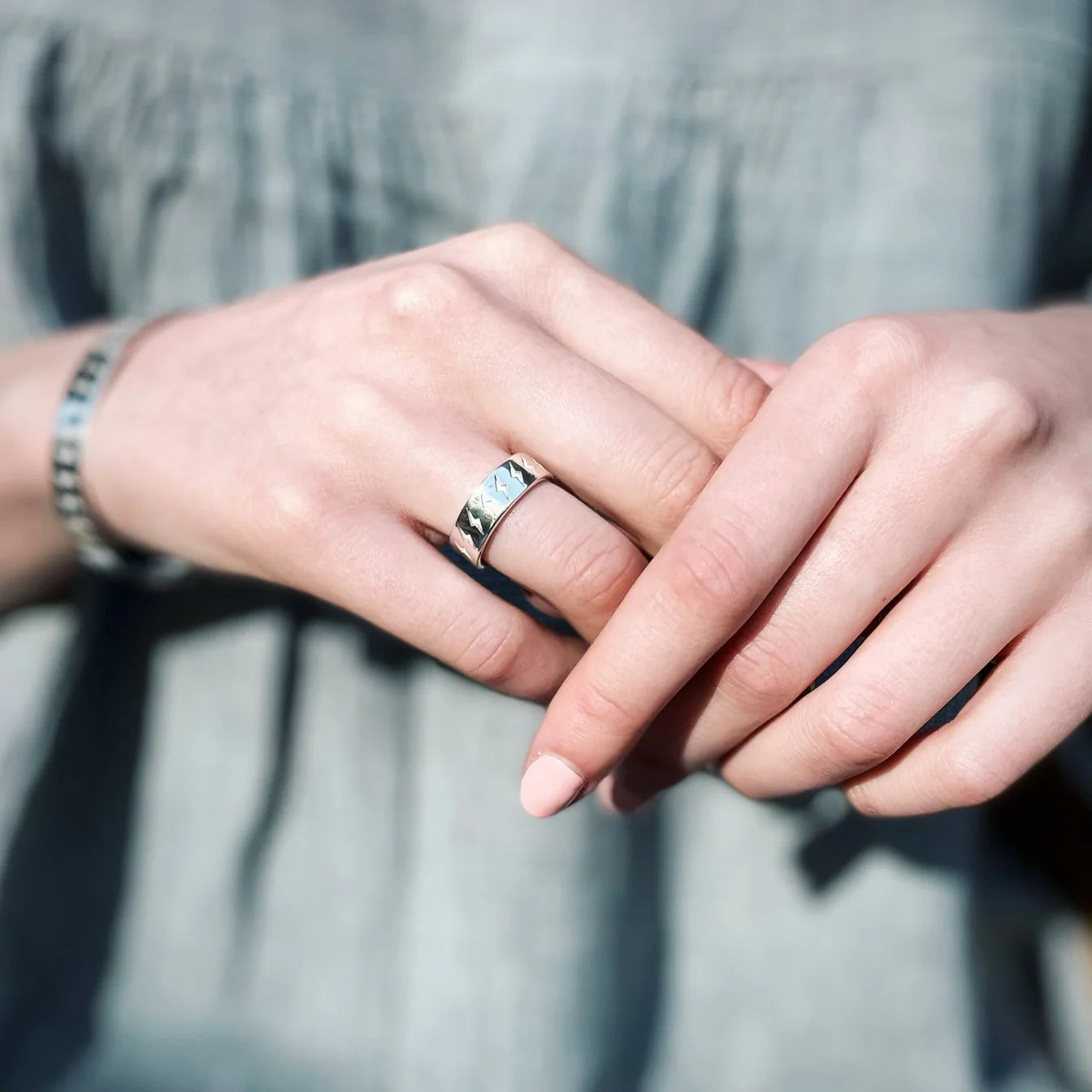 Lightning Bolt Engraved Ring