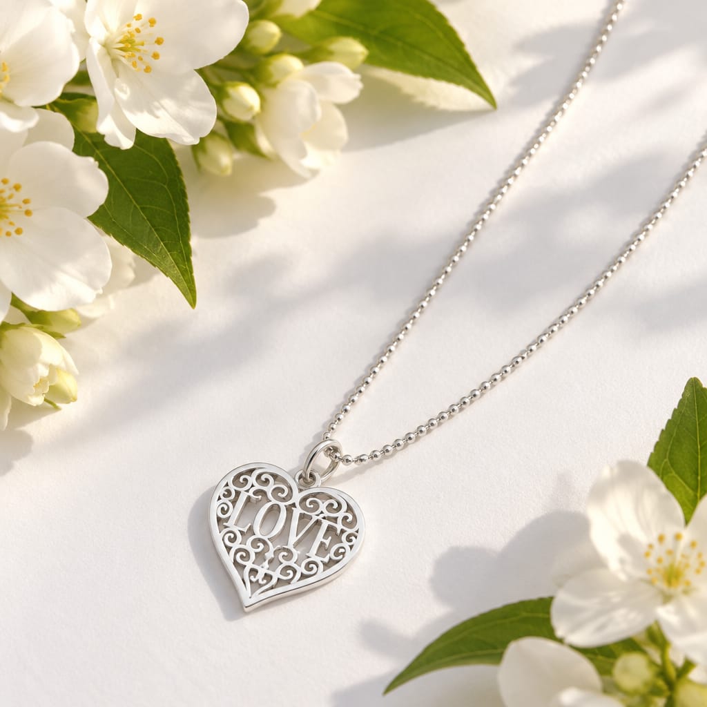 Filigree 'LOVE' Heart Necklace