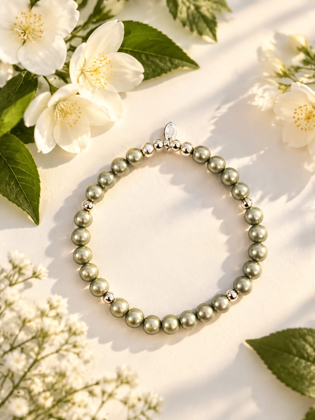 Sage Green Pearl Bracelet