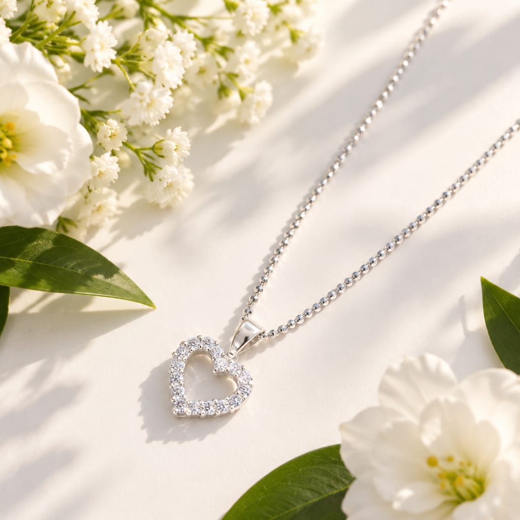 Chunky Sparkle Heart Necklace