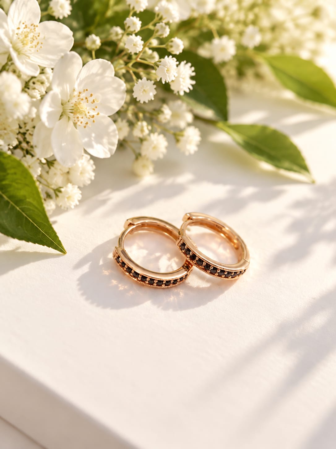 Rose Gold Garnet Huggies
