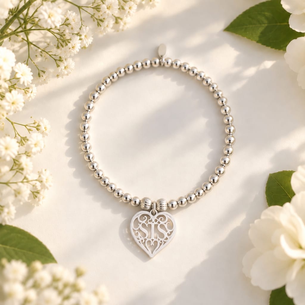 Filigree 'SIS' Heart Bracelet