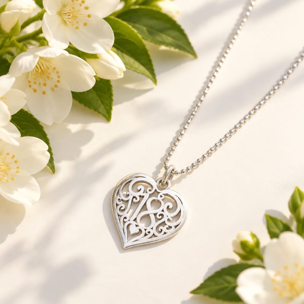 Filigree '18' Heart Necklace
