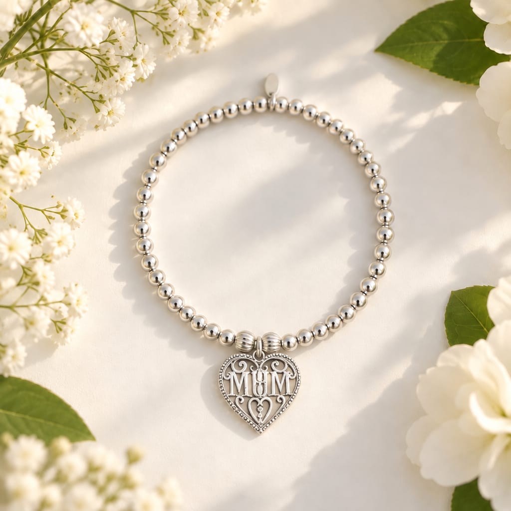 Filigree 'MUM' Heart Bracelet