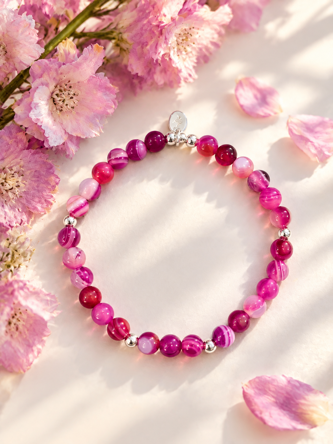 Fuchia Pink Agate Bracelet