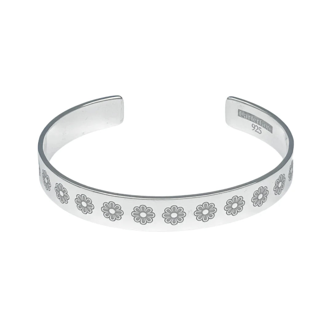 Daisy Flower Engraved Bangle