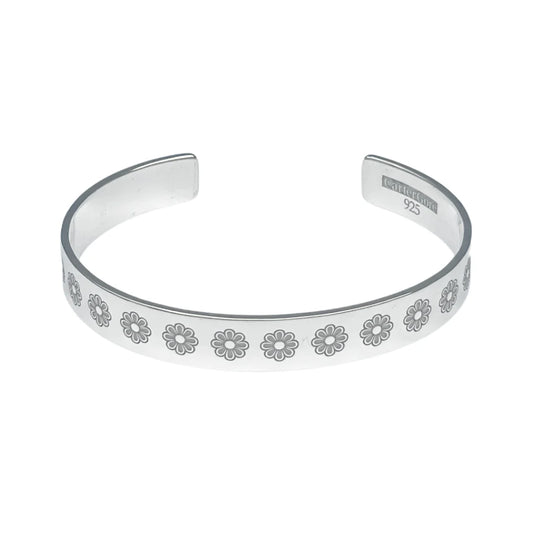 Daisy Flower Engraved Bangle