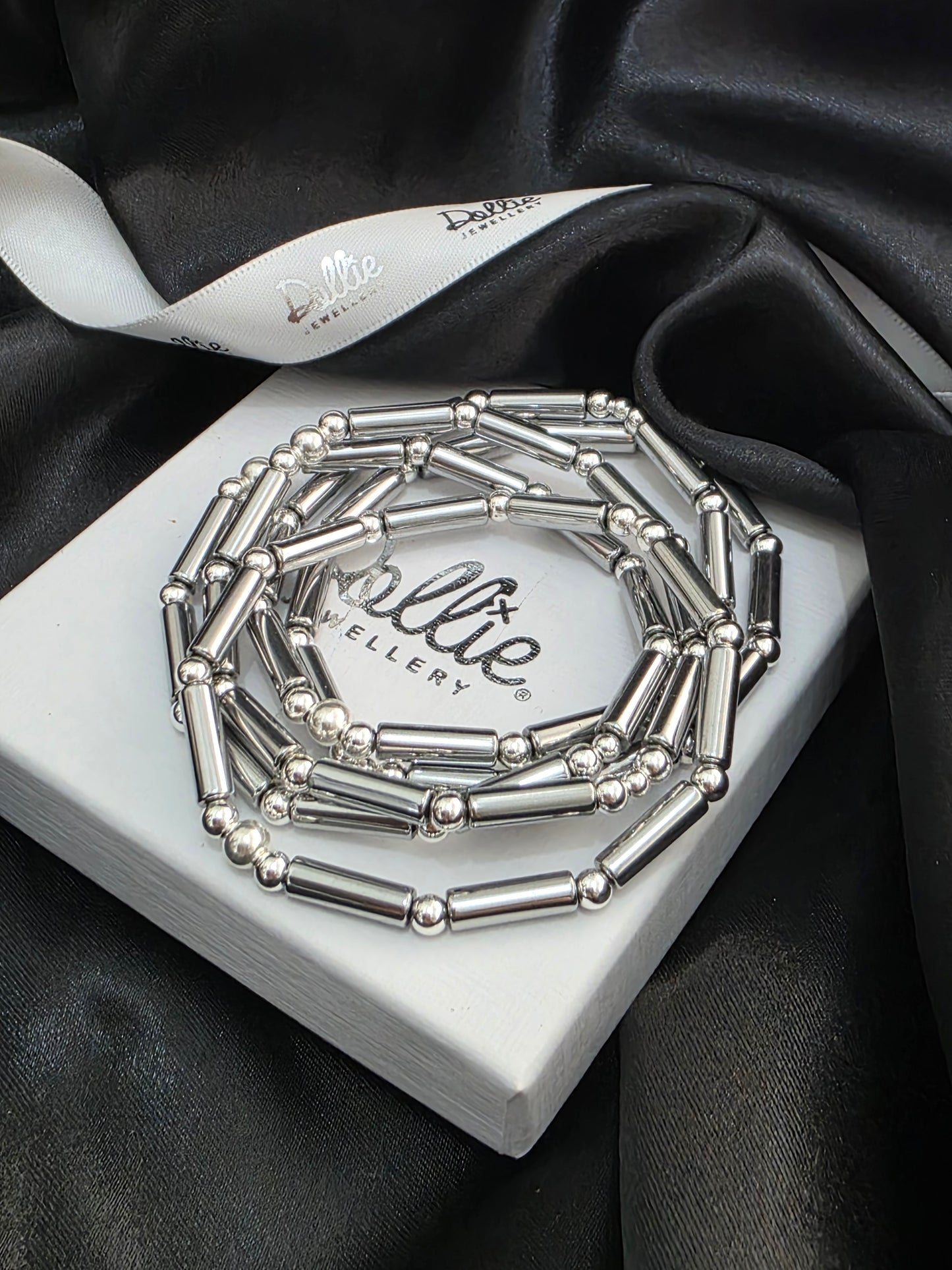 Silver Bar Heamatite Bracelet