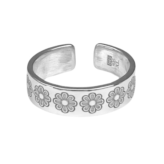 Daisy Flower Engraved Ring