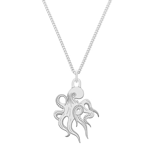 Engraved Octopus Necklace