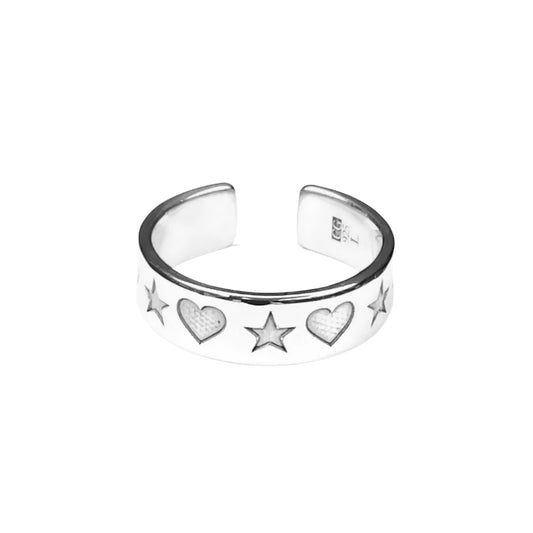 Star Heart Engraved Ring