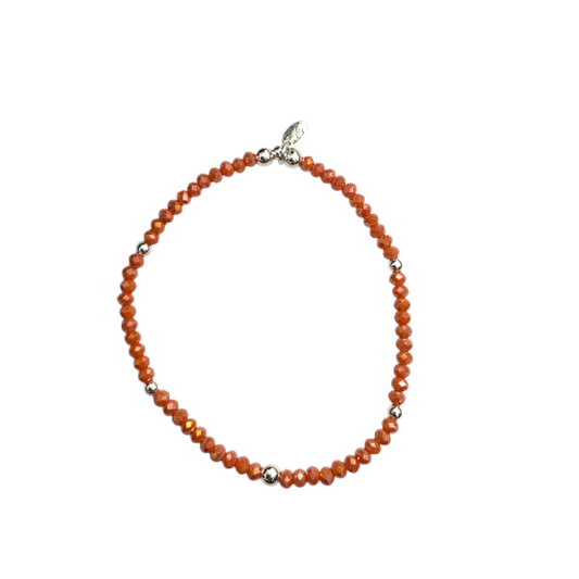 Coral AB Shimmer Mini Bead Bracelet