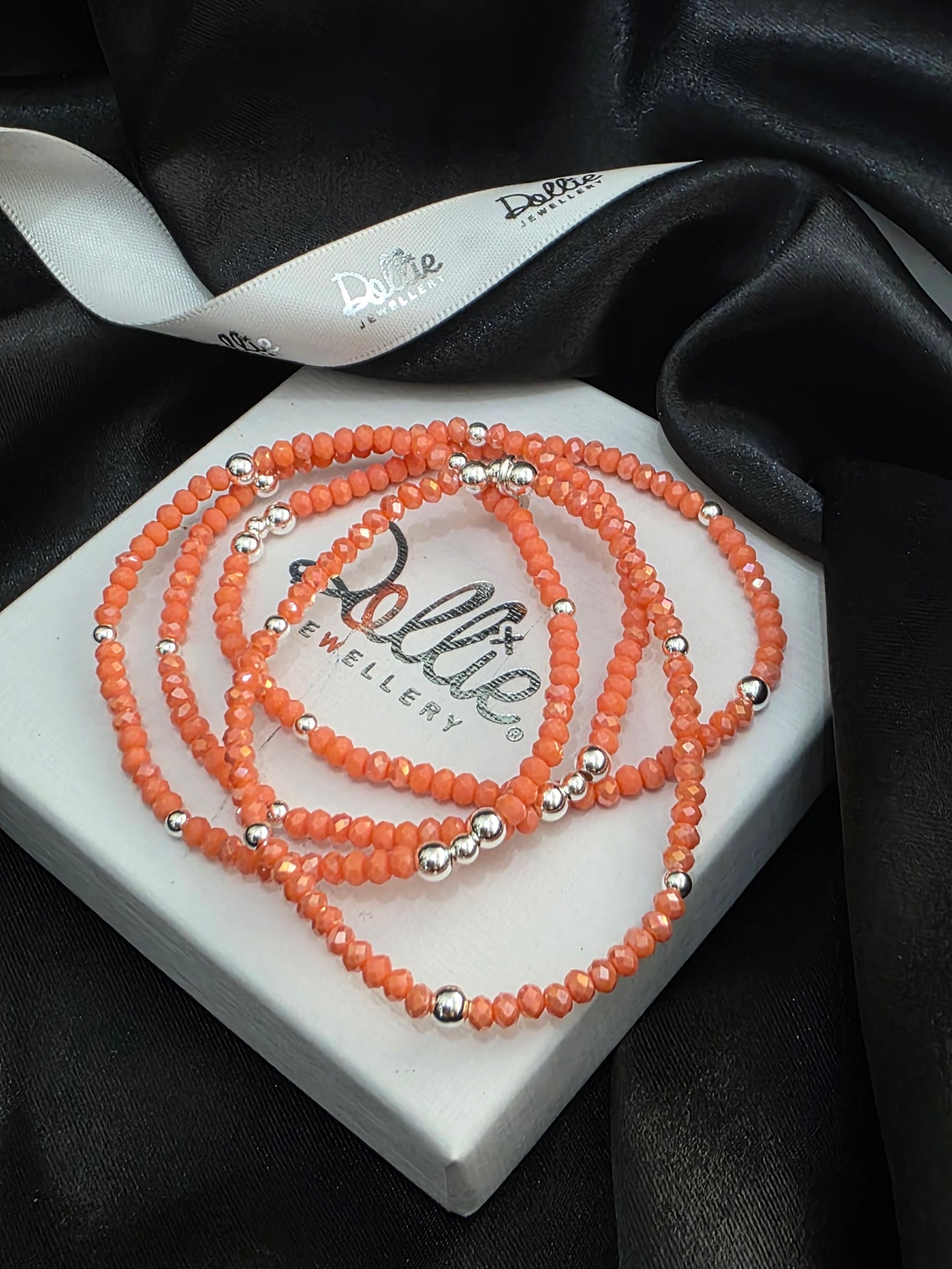 Coral AB Shimmer Mini Bead Bracelet