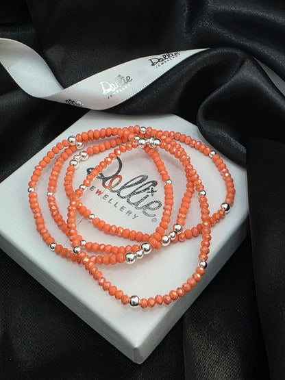 Coral AB Shimmer Mini Bead Bracelet