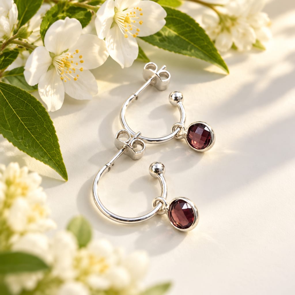 Garnet Sparkle Hoops