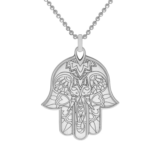 Engraved Hamsa Hand Necklace