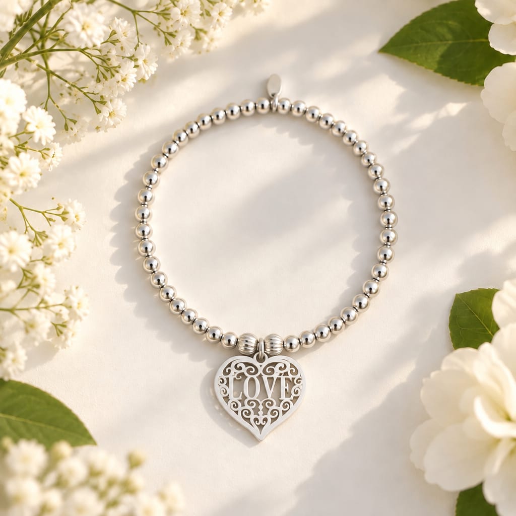 Filigree 'LOVE' Heart Bracelet