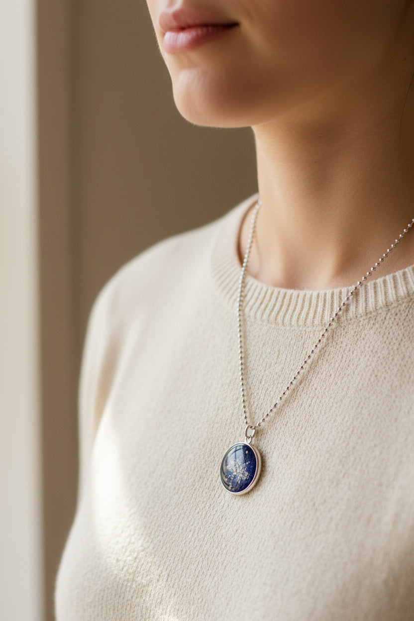 Medium Round Ashes Pendant Necklace