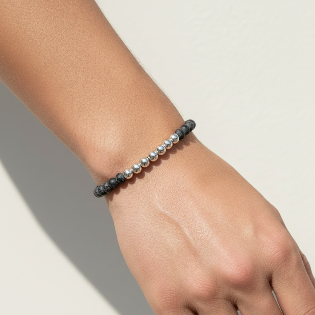 Silver & Obsidian Bracelet