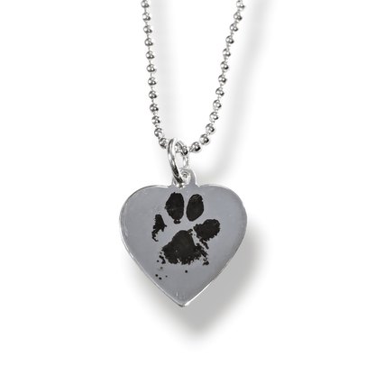 Engraved Paw Print Heart Necklace Dollie Jewellery