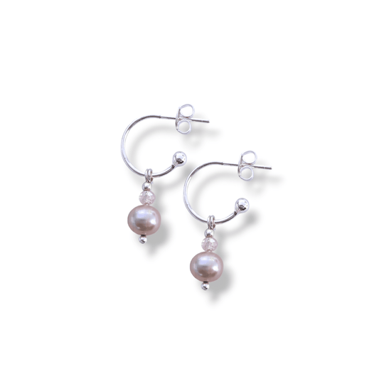 Dreamy Liliac Pearl Hoops Dollie Jewellery