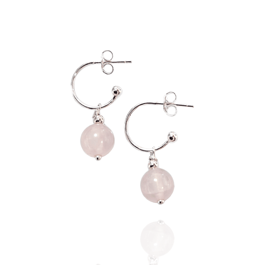 Rose Quartz Hoops Dollie Jewellery