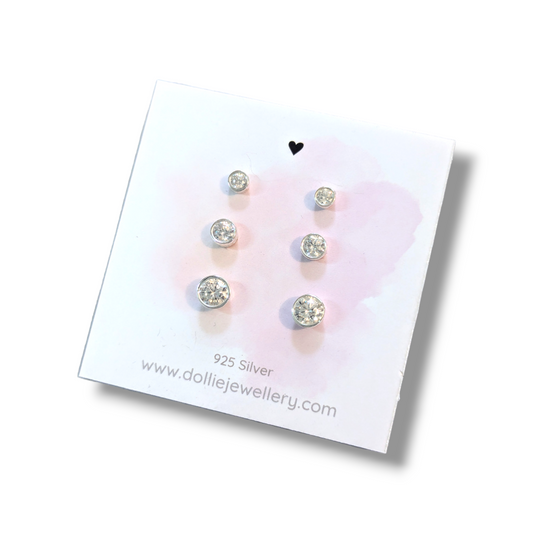 Set of three sparkle Studs