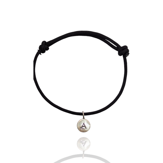 Initial Black Silky Rope Bracelet