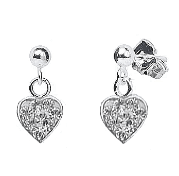 White Heart Sparkle Earrings