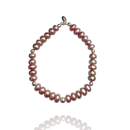 Pink Button Pearl Bracelet