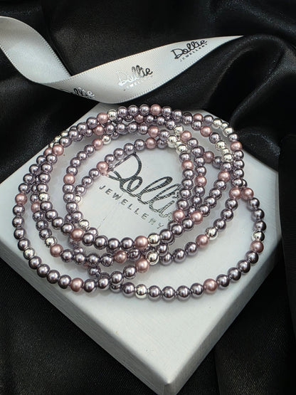 Pink and Liliac Mini Pearls Bracelet