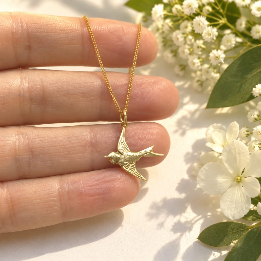 Rolled Gold Bird Necklace