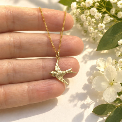 Rolled Gold Bird Necklace