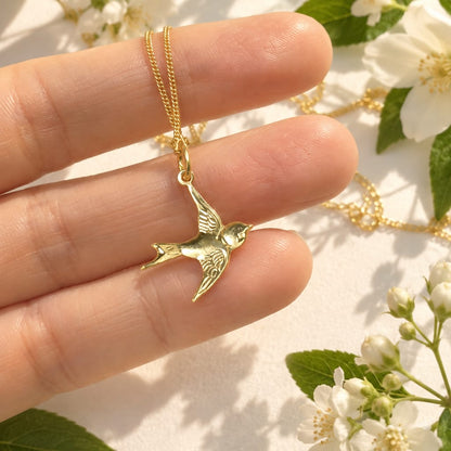 Rolled Gold Bird Necklace