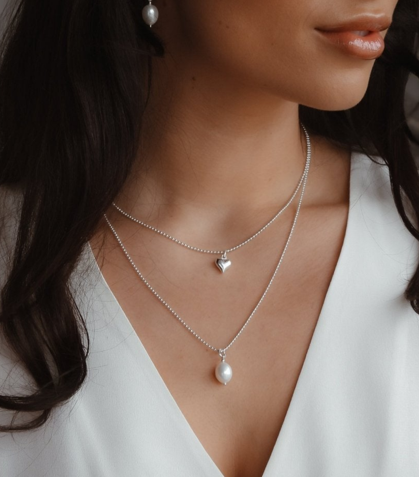 Classic White Pearl Drop Necklace