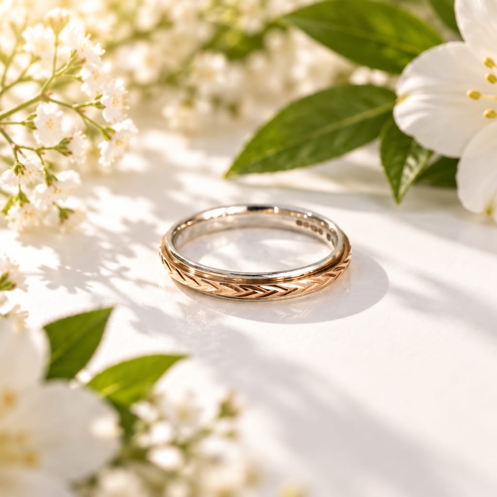 Silver and Rose Gold Arrow Band