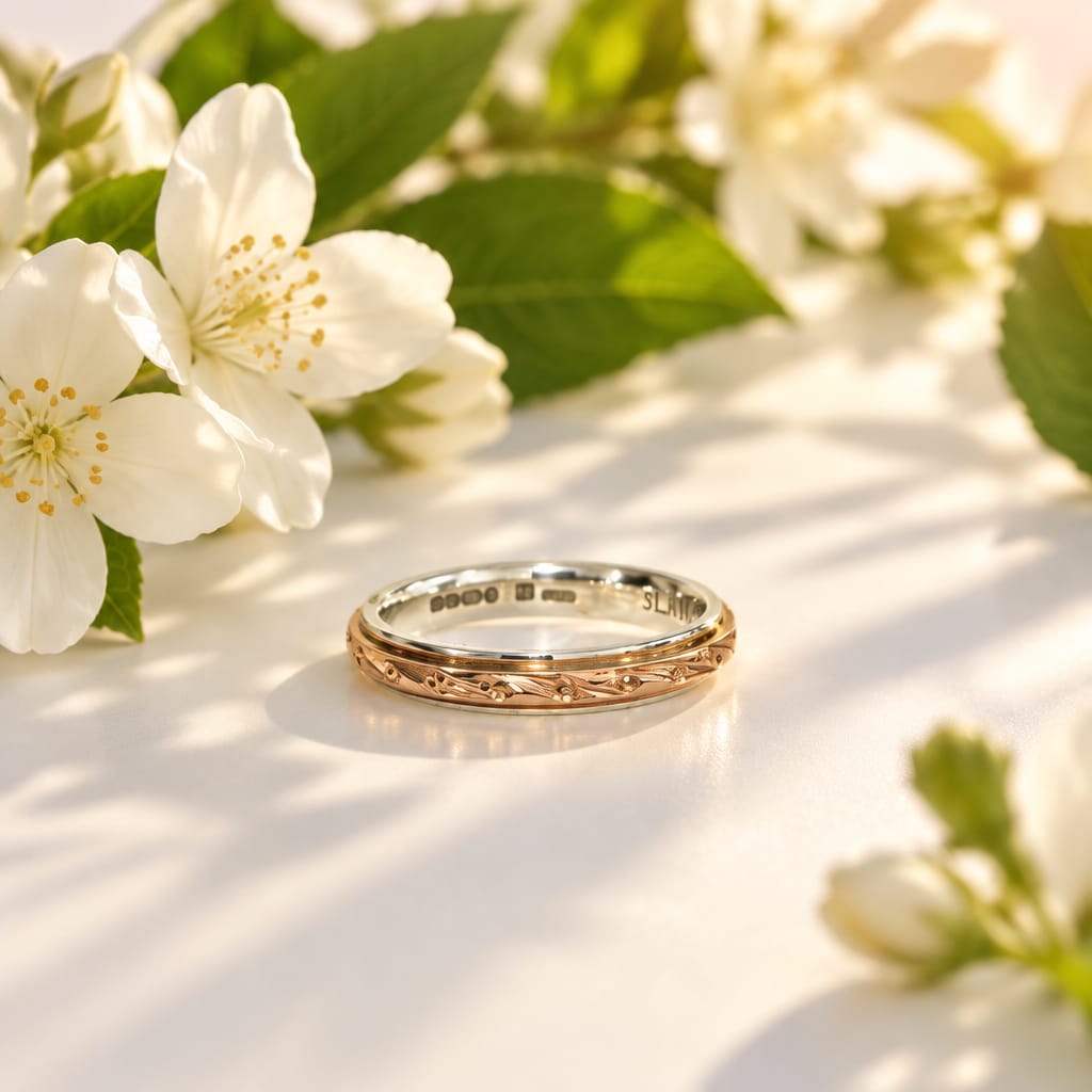 Silver and Rose Gold Waves Band