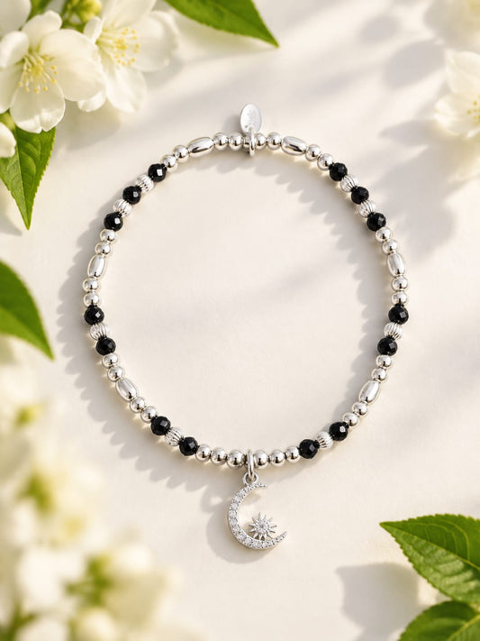 Black Sparkle Star & Moon Bracelet