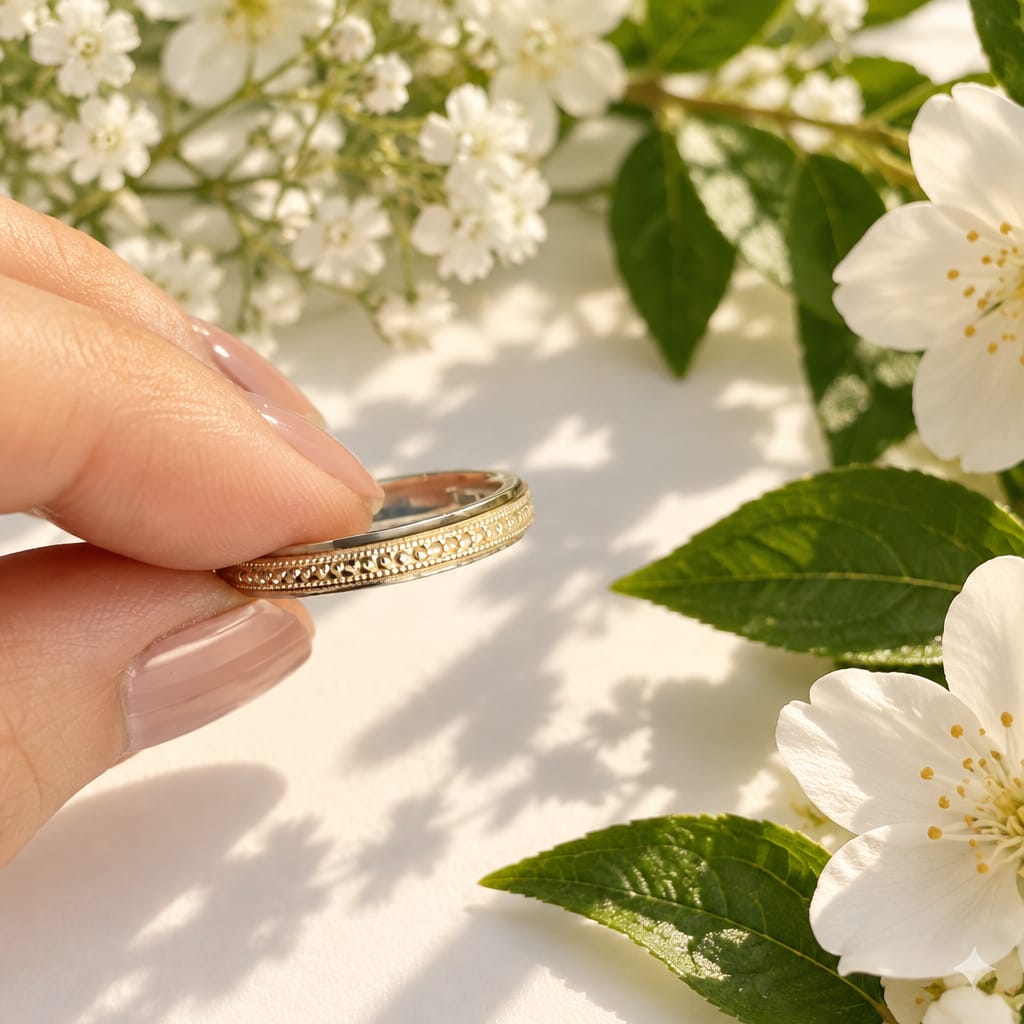 Silver and Yellow Gold Band