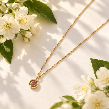 Pink Sparkle Gold Necklace