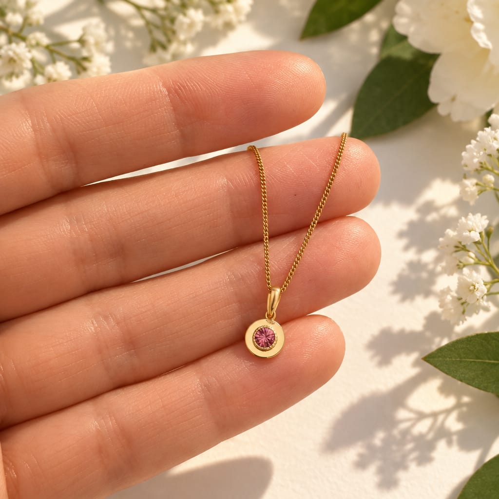 Pink Sparkle Gold Necklace