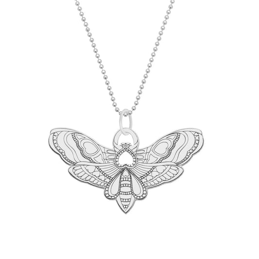 Engraved Moth Necklace