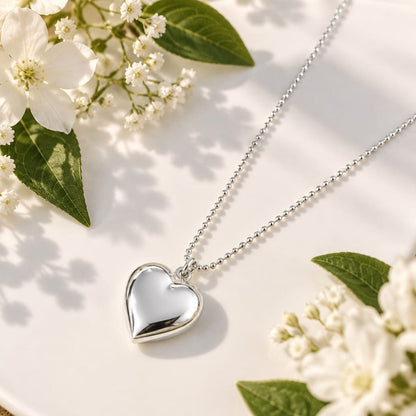 Extra Large Silver Heart Necklace