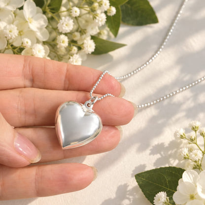 Extra Large Silver Heart Necklace