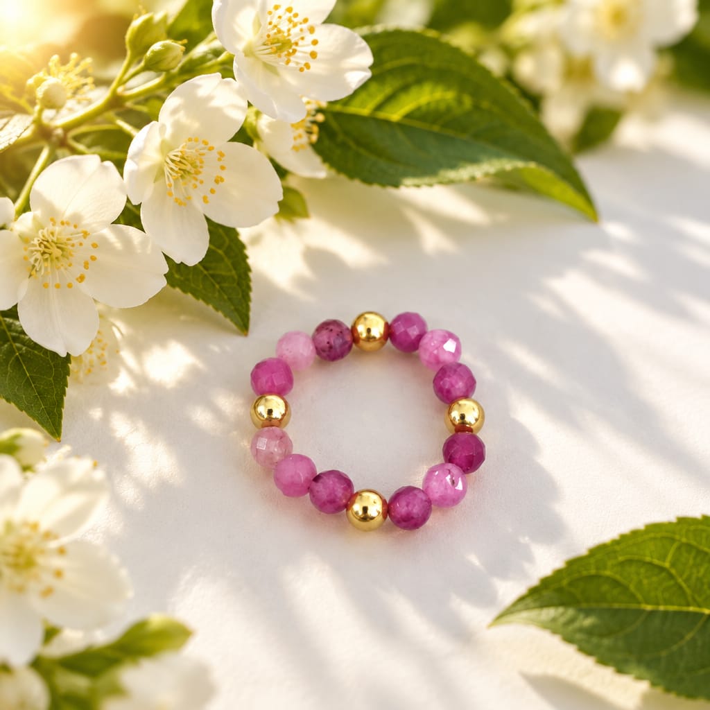 Pink Topaz Gold Ring