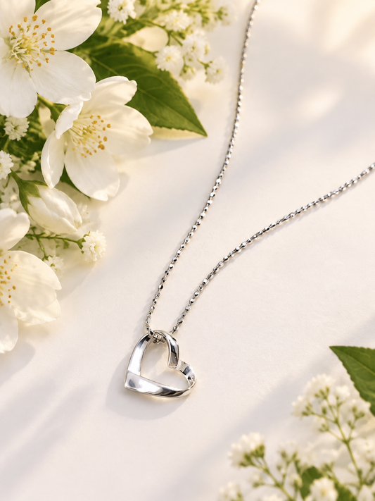 Silver Open Heart Necklace