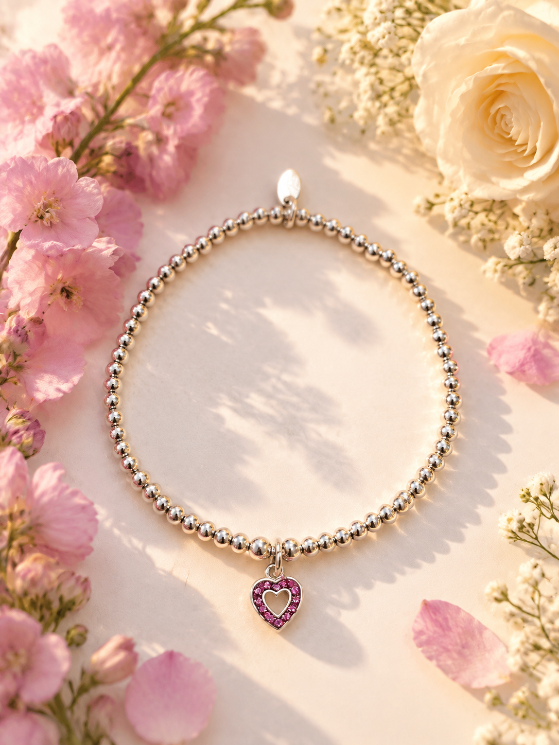 Pink Open Heart Bracelet