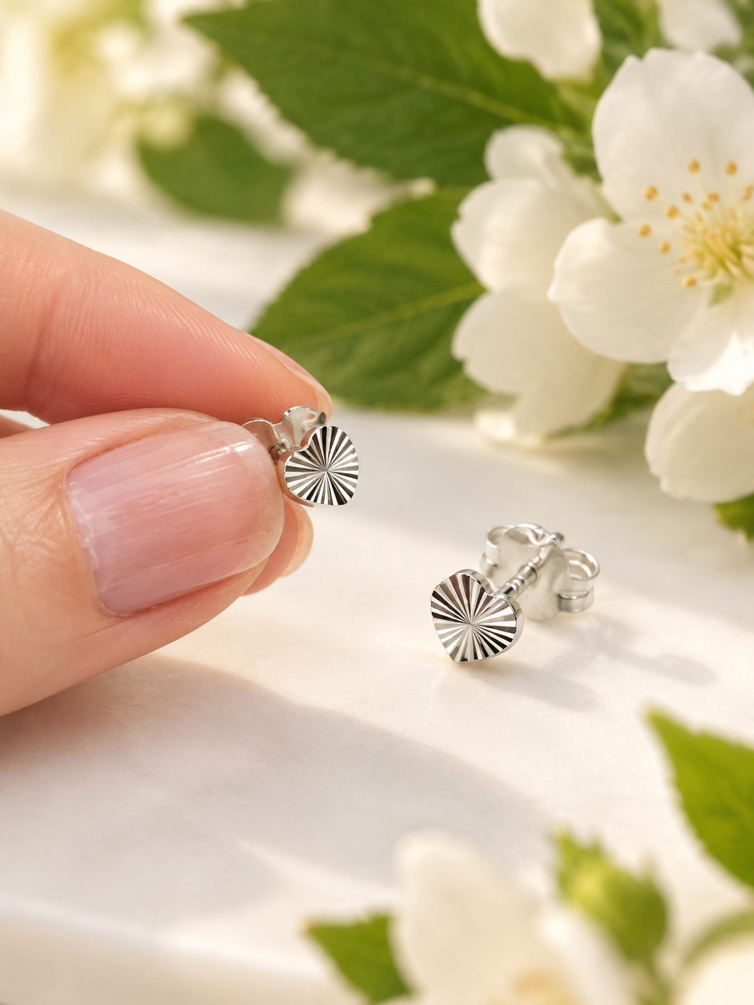 Sunray Heart Studs